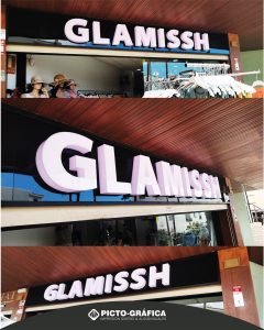 Tienda Glamissh moda cartel luminoso