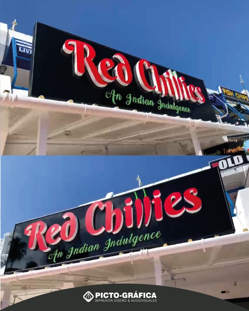 dos fotos de letrero principal de un restaurante en puerto colon Tenerife