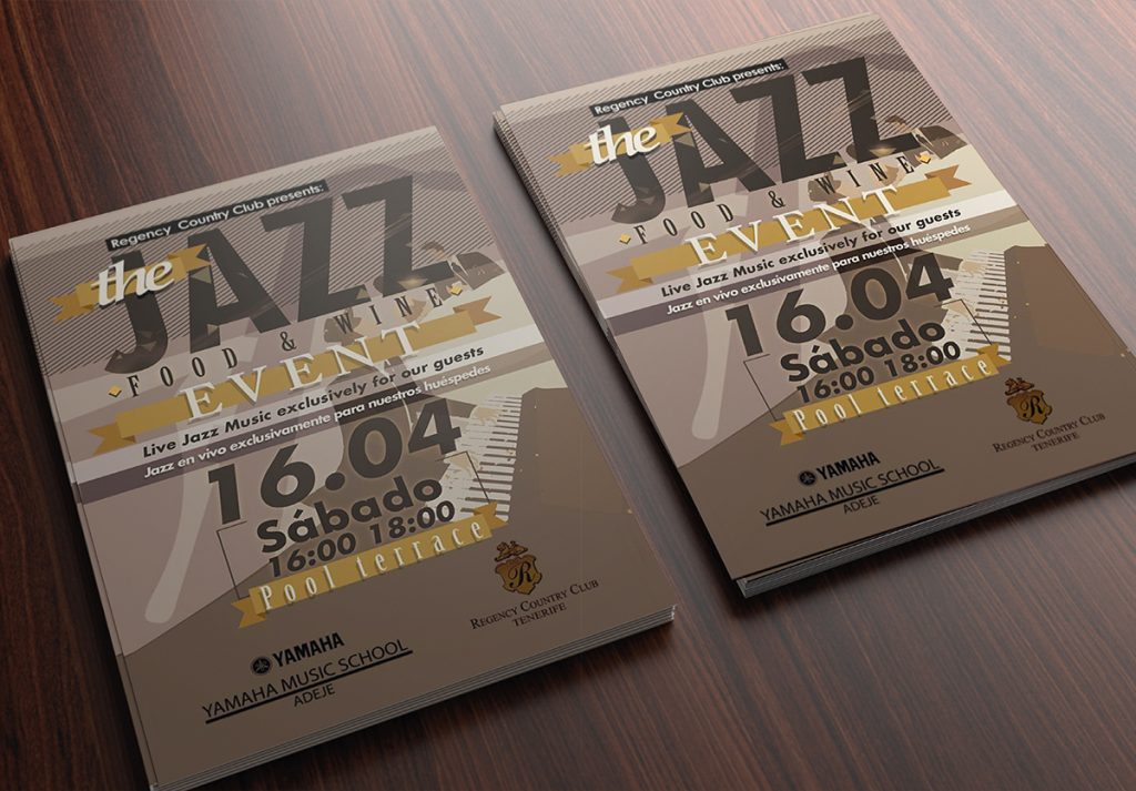 Flyers una sola cara acerca de un evento de Jazz en tenerife