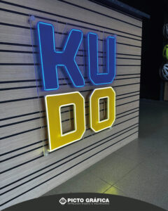 NEON KUDO DOS COLORES SOBRE MADERA EN TENERIFE