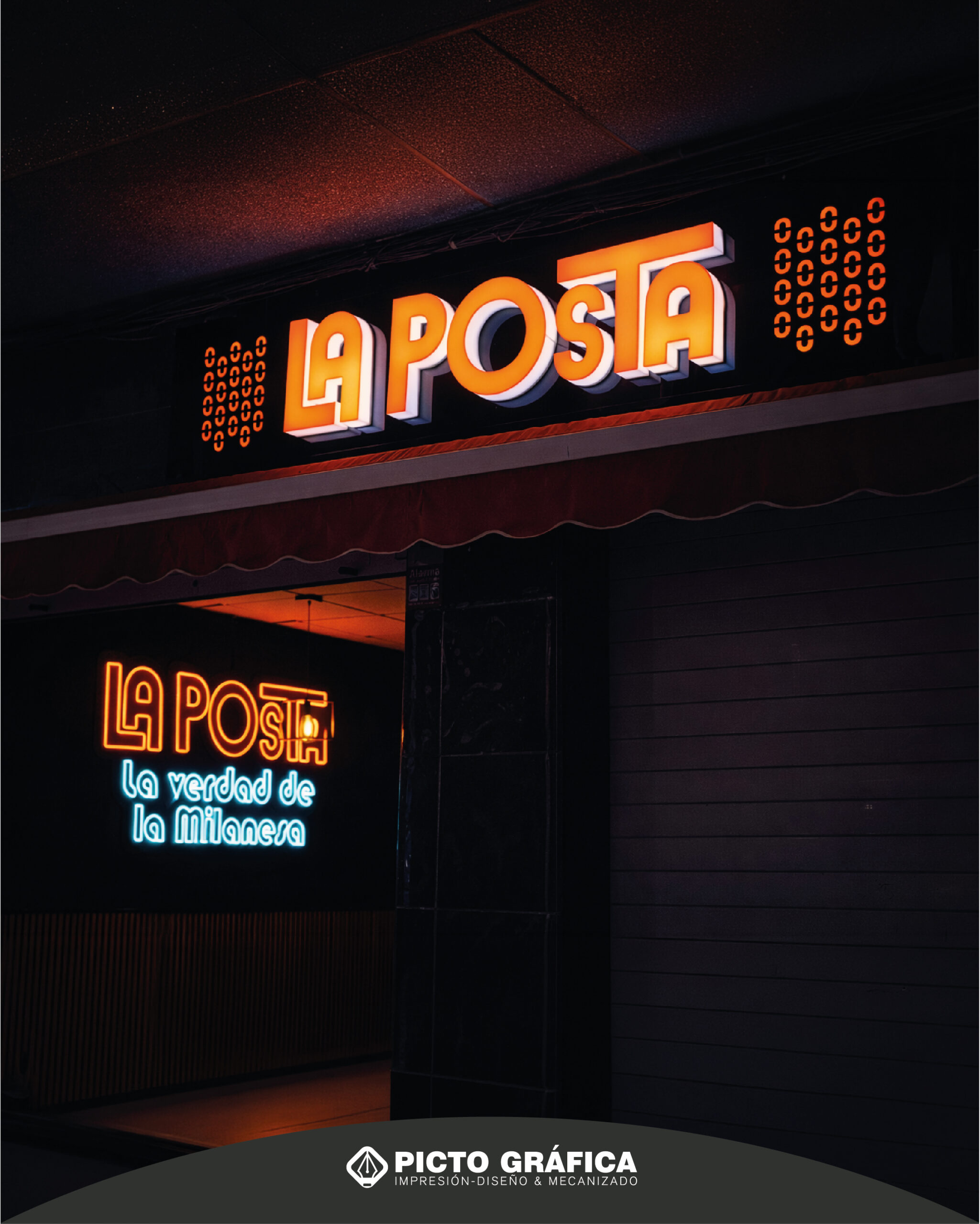 letras corpóreas sobre composite negro para restaurante en Tenerife
