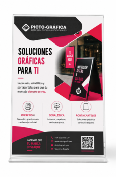 Display transparente de metacrilato A4 vertical con base estable