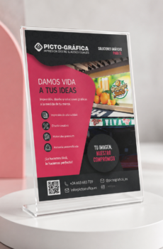 Expositor de sobremesa A4 vertical para promociones y menús